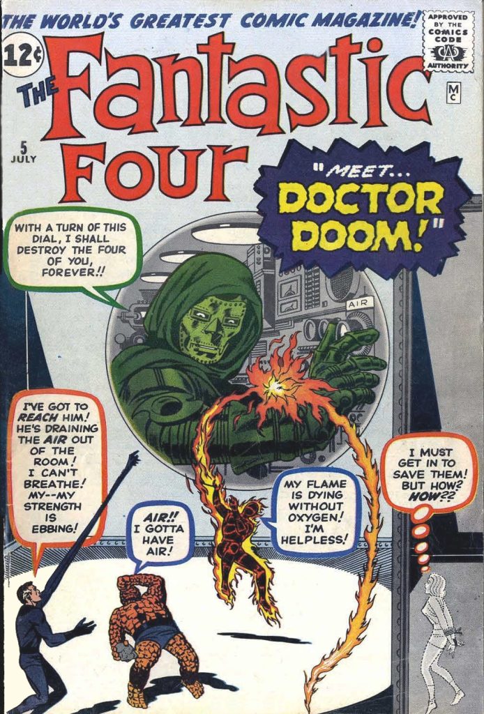 silver age comic book of the fantastic four where doctor doom was introduced